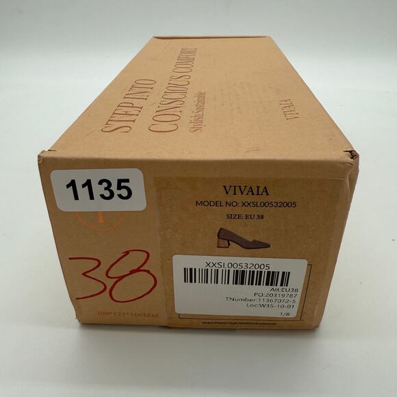 Vivaia Melody Square Toe Chunky Heels Old Money Knit Office Comfort Almond 7 - Picture 7 of 8